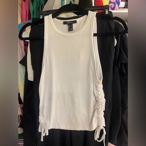Forever 21 White Ruched Tank Top